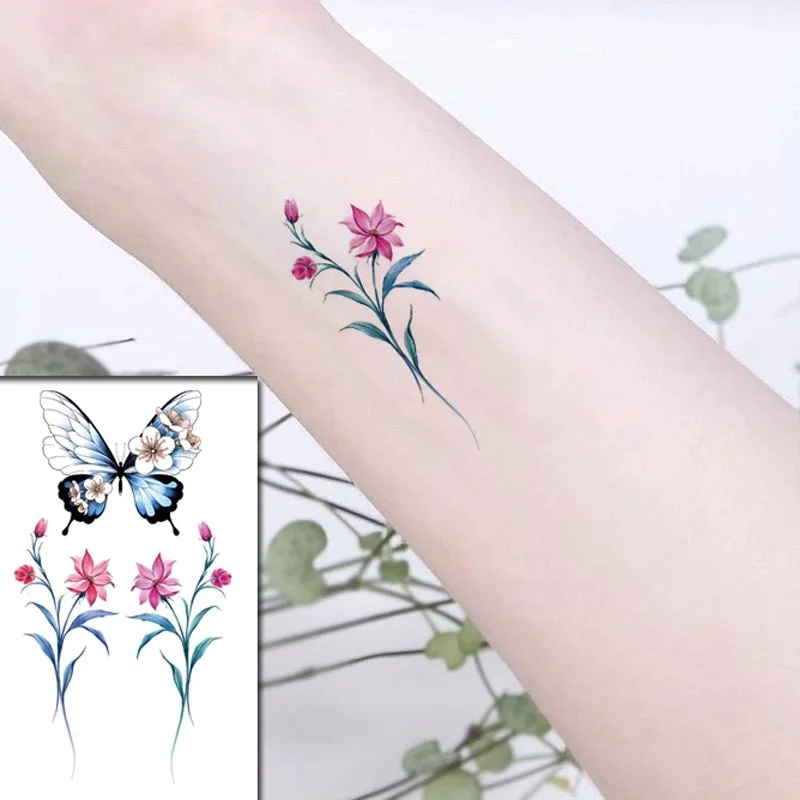 Sketch Rose Flowers Waterproof Temporary Tattoo Sticker Hand Lines Design Fake Tattoos Flash Tatoos Arm Chest Body Art for Women