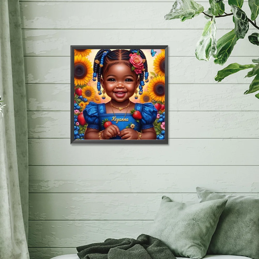 Diamond Painting - Full Round Drill - Black Girl(Canvas|30*30cm)