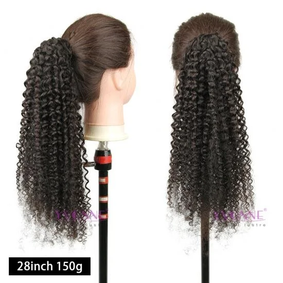 YVONNE Malaysian Curly Drawstring Ponytail For Women Natural Color Clip In Ponytails 100% Human Hair Products