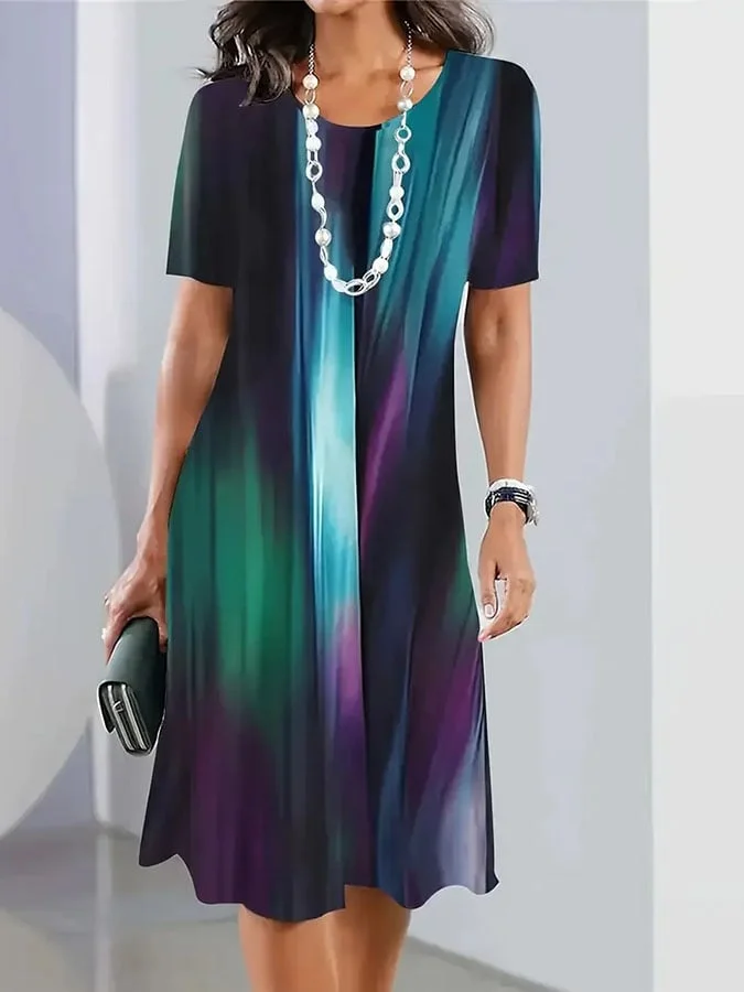 Women'S Casual Round Neck Short Sleeve Printed Dress 