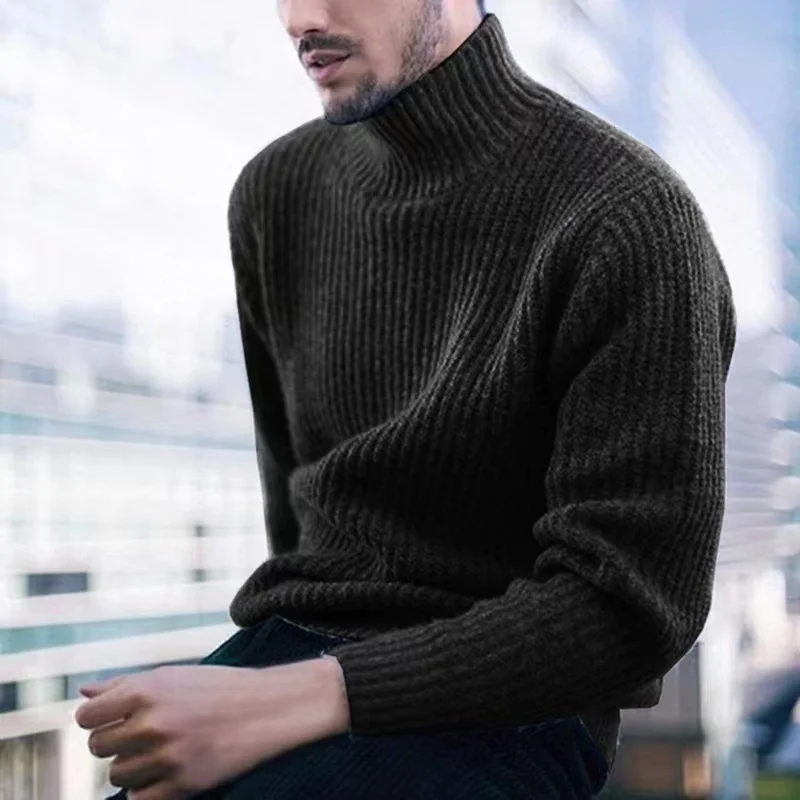 Men's Turtleneck Fashionable Solid Color Sweater