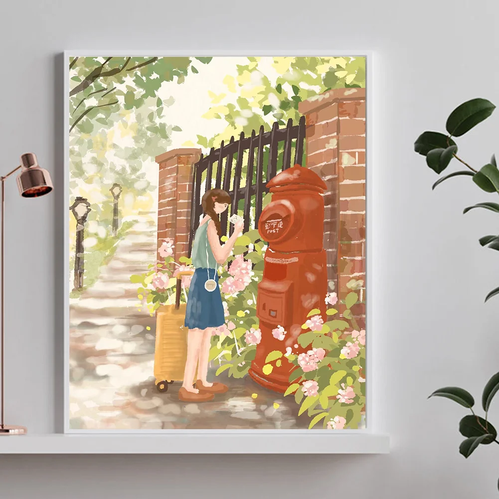 Full Round Diamond Painting 40*50cm - Healing Stick Figure Girl Letter