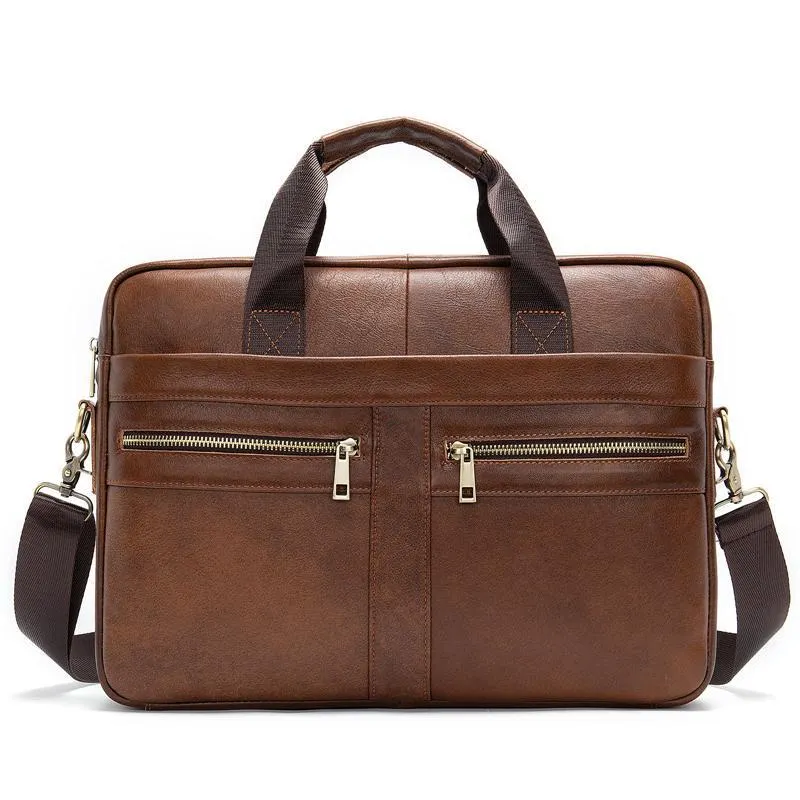 Vintage Style Grain Textured Interior Pocket Detachable Sling Strap Laptop Bag
