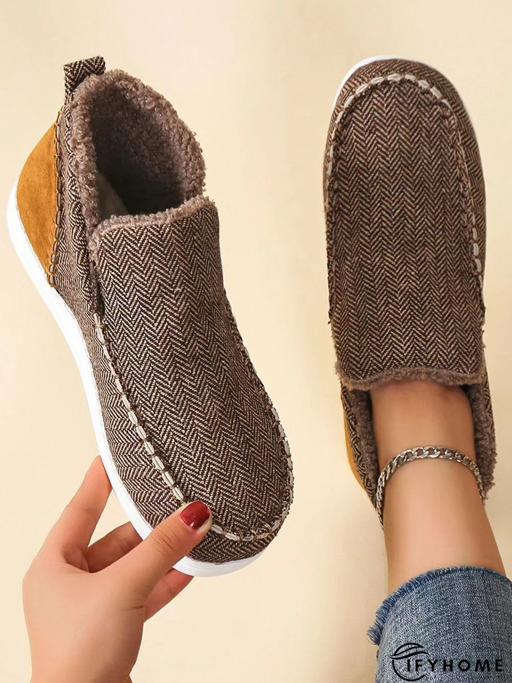 Womens's Warm Lined Slip On Canvas Shoes | IFYHOME