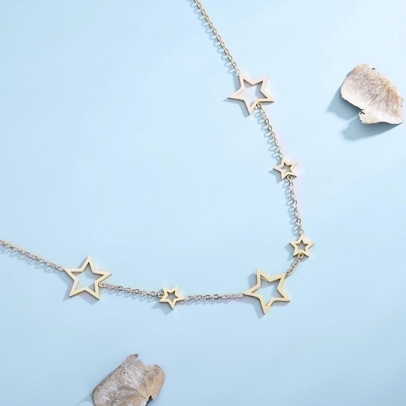 Casual Classic Style Star Titanium Steel 18K Gold Plated Plating Necklace