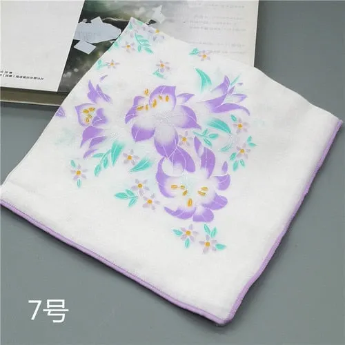 Handkerchiefs Women Kawaii Printing Simple Square Towel Pocket Elegant All-match Womens Leisure Female Cute Handkerchief Cotton
