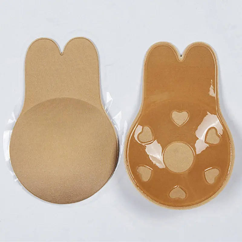 Alccn Women Push Up Bras Self Adhesive Silicone Strapless Invisible Bra Reusable Sticky Breast Lift Tape Rabbit Nipple Cover Bra Pads