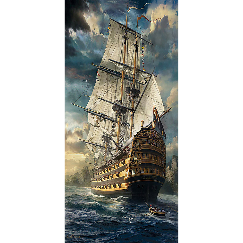 Sea Sailboat 40*80cm(canvas) full round drill diamond painting