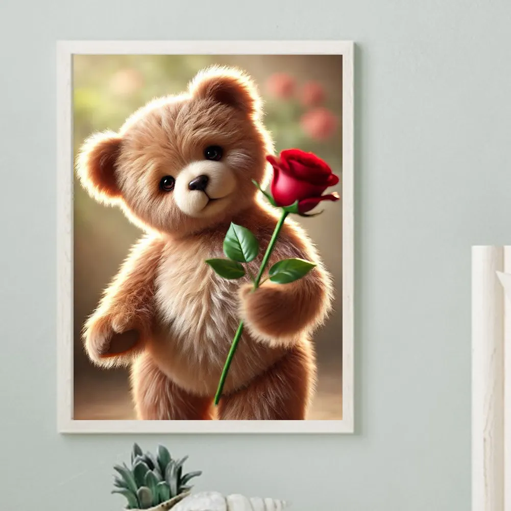 Diamond Painting - Full Round Drill - Rose Bear(Canvas|30*40cm)