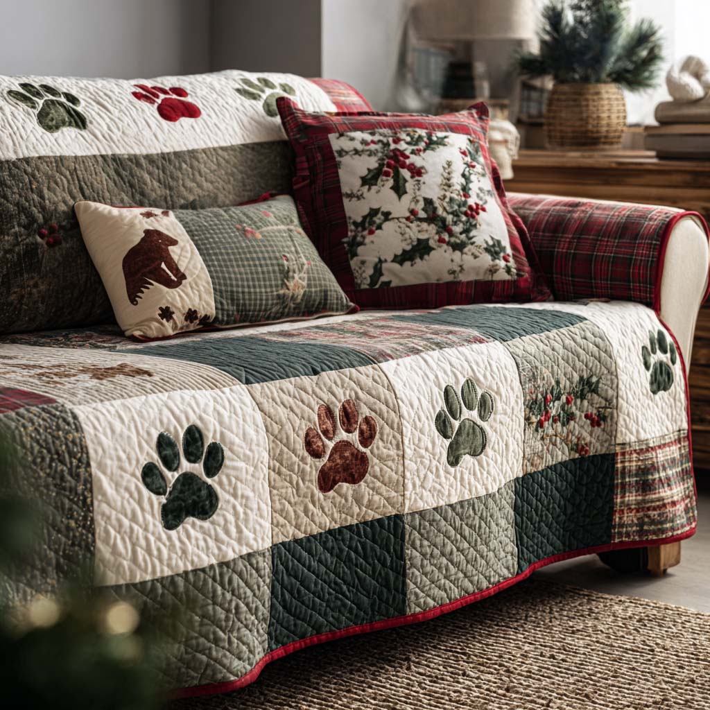Fluffy Paws Quilted Sofa Cover NCU0NT11189 everthome