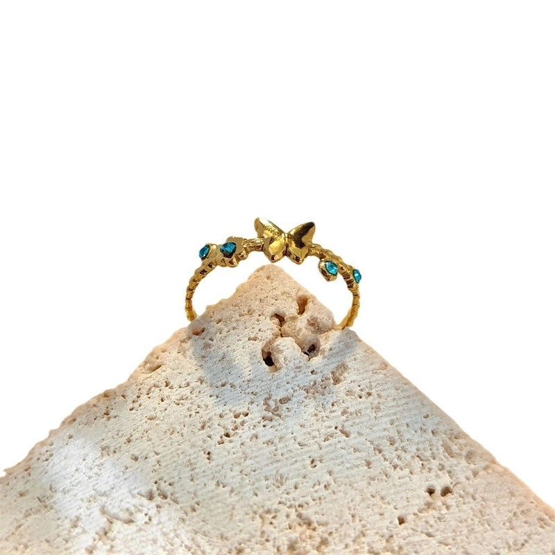 Elegant Vintage Style Geometric Butterfly 304 Stainless Steel Plating Open Rings