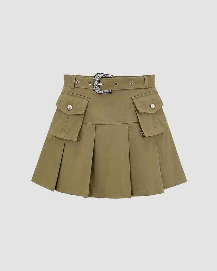 Blank Aspect Pleated Mini Skirt