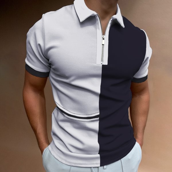 BrosWear Men's Casual Short Sleeve Polo Shirt