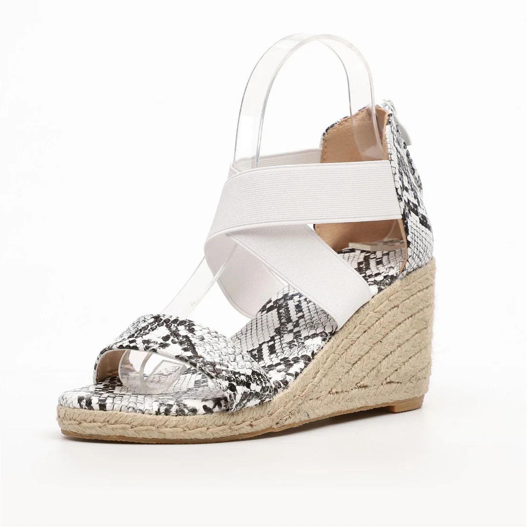 Women's Wedge Heel Round Toe Back Zipper Sandals