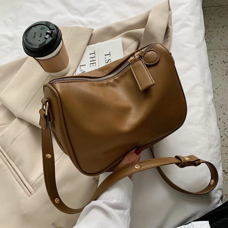 էѧӧܧ Simple Style PU Leather Crossbody Bags 2020 Trend Branded Shoulder Bag Lady Handbags Female Trending Simple Bag