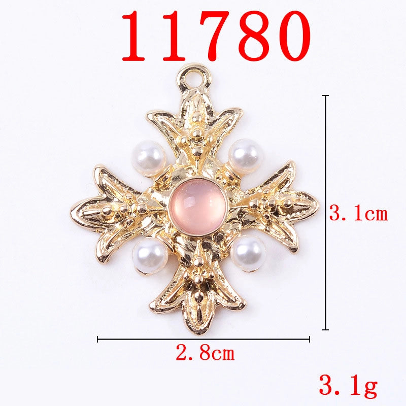 10 PCS/Package 13*26mm 21*26mm 31*37mm Alloy Crystal Pearl Cross Jewelry Accessories Pendant