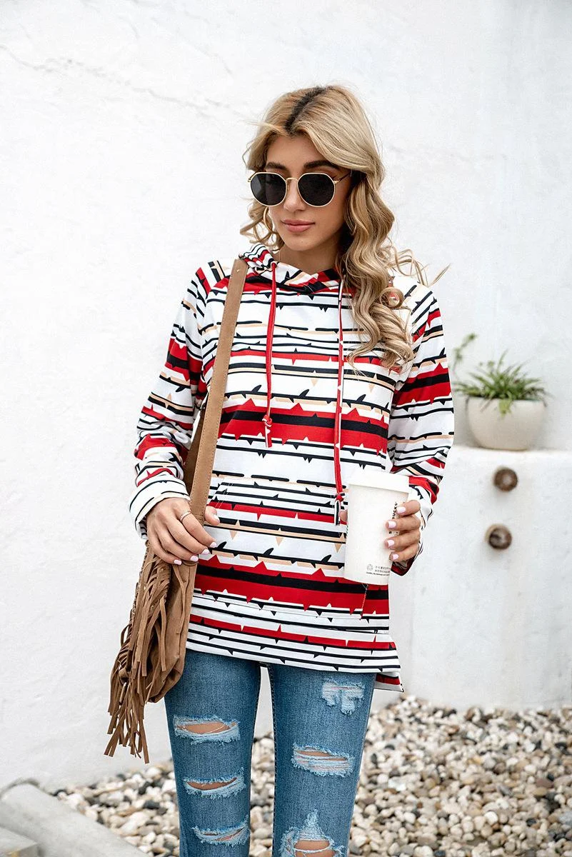 Women Stripe Hoodie Sweatshirts Autumn Winter Fashion 2020 Long Sleeve Plus Size Casual Loose Ladies Pullovers Pocket Hooded Top