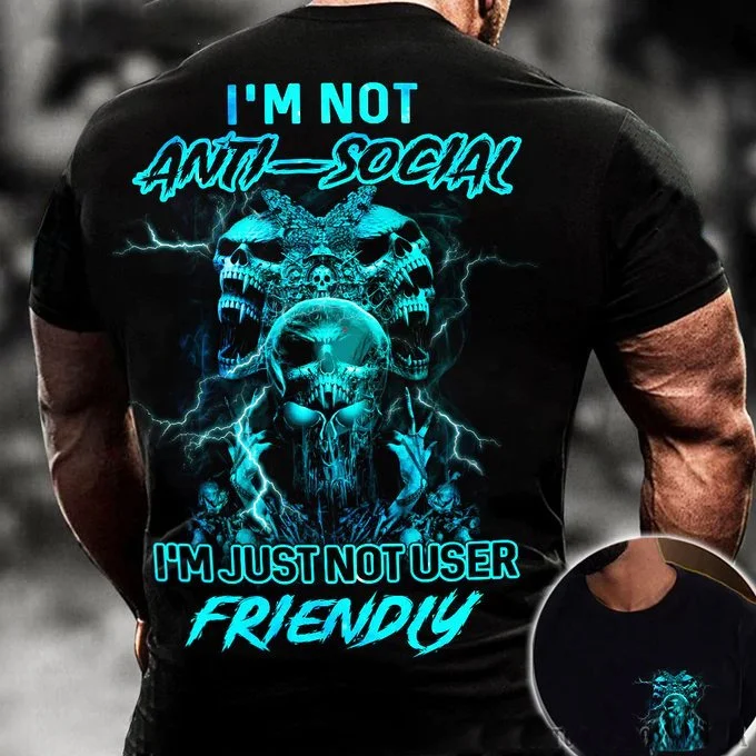 I'm Not Anti - Social Skull All Over Print Men's Short Sleeve T-Shirt