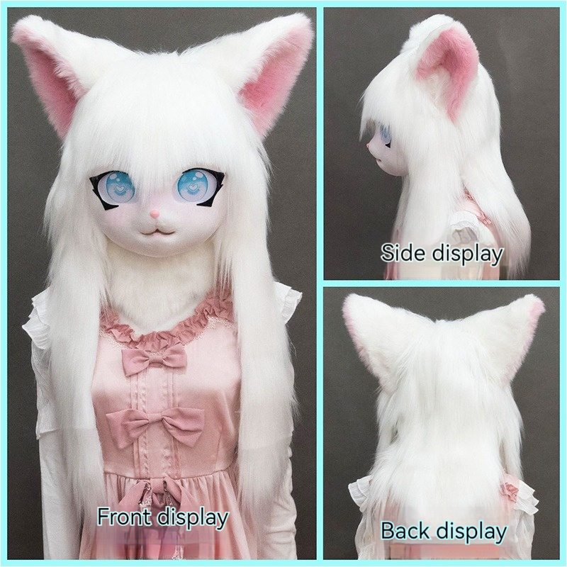 [Wetrose] In Stock Fursuit Kigurumi Headsets Furry Cosplay Costume Rubbit Doll Cat Fox Animal Head Kig Mask Helmet Fur Wig Set