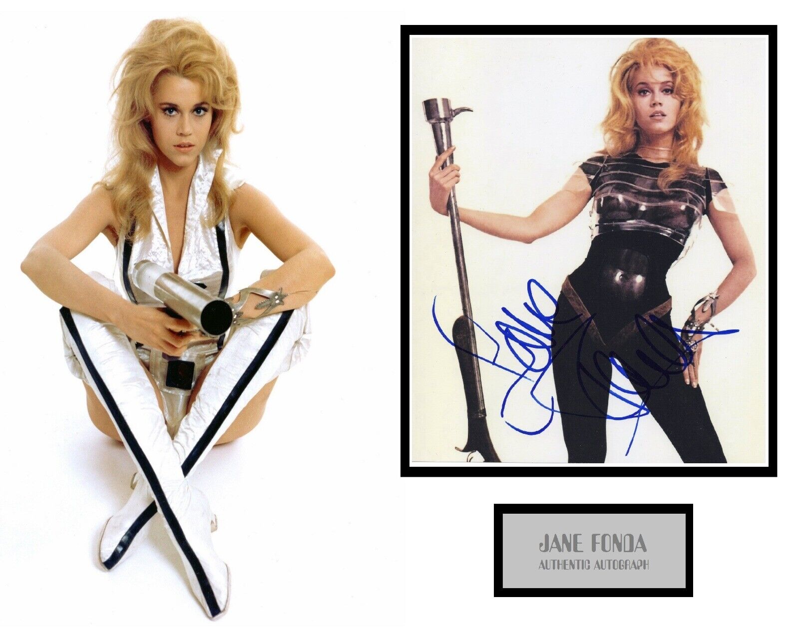 JANE FONDA SIGNED BARBARELLA Photo Poster painting MOUNT UACC REG 242 (2)