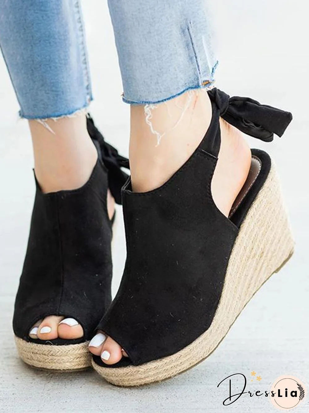 Woven Platform Wedge Fish Mouth Sandals