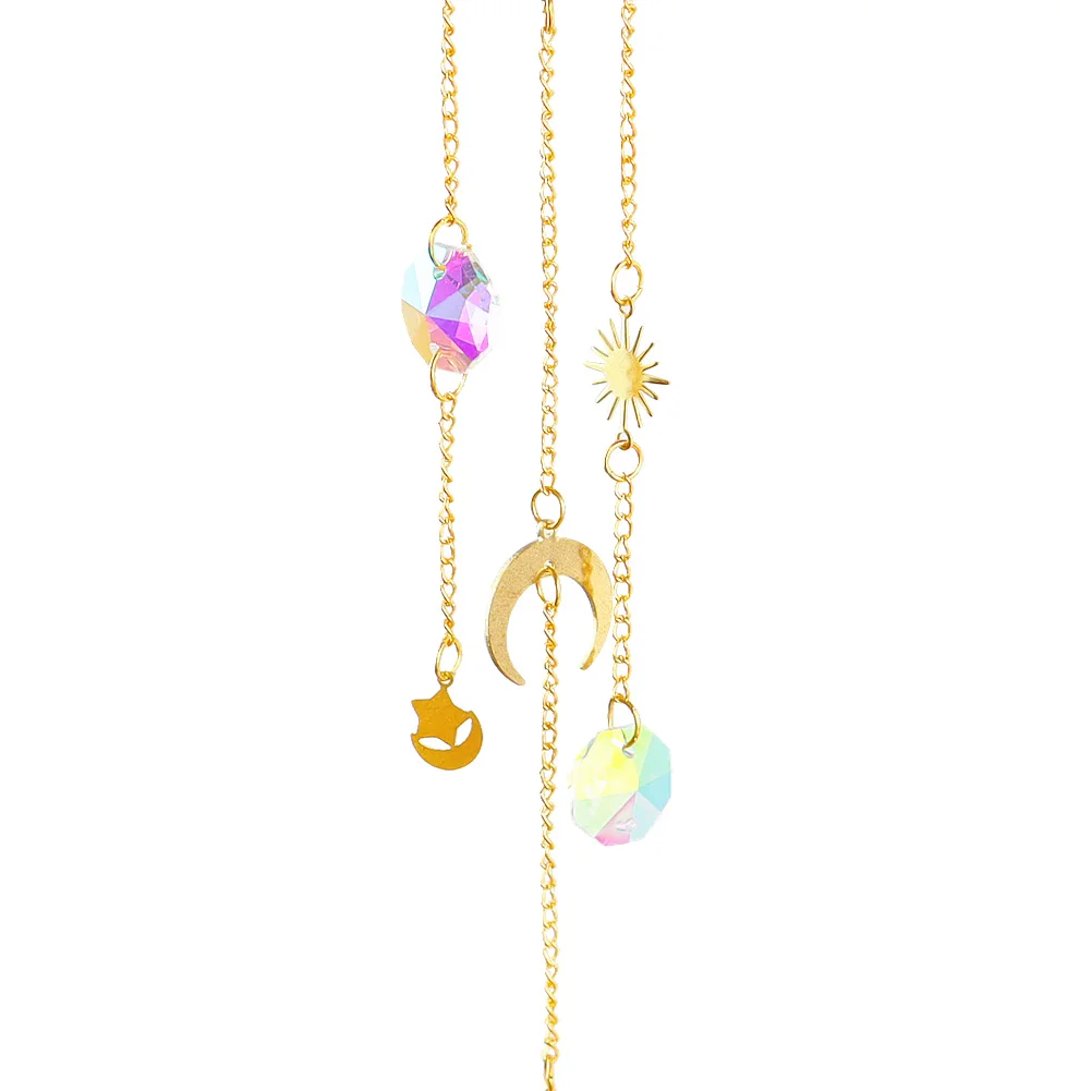 Hanging Bead Moon Sun Light Catcher Crystal Outdoor Wall Wind Chime (71)