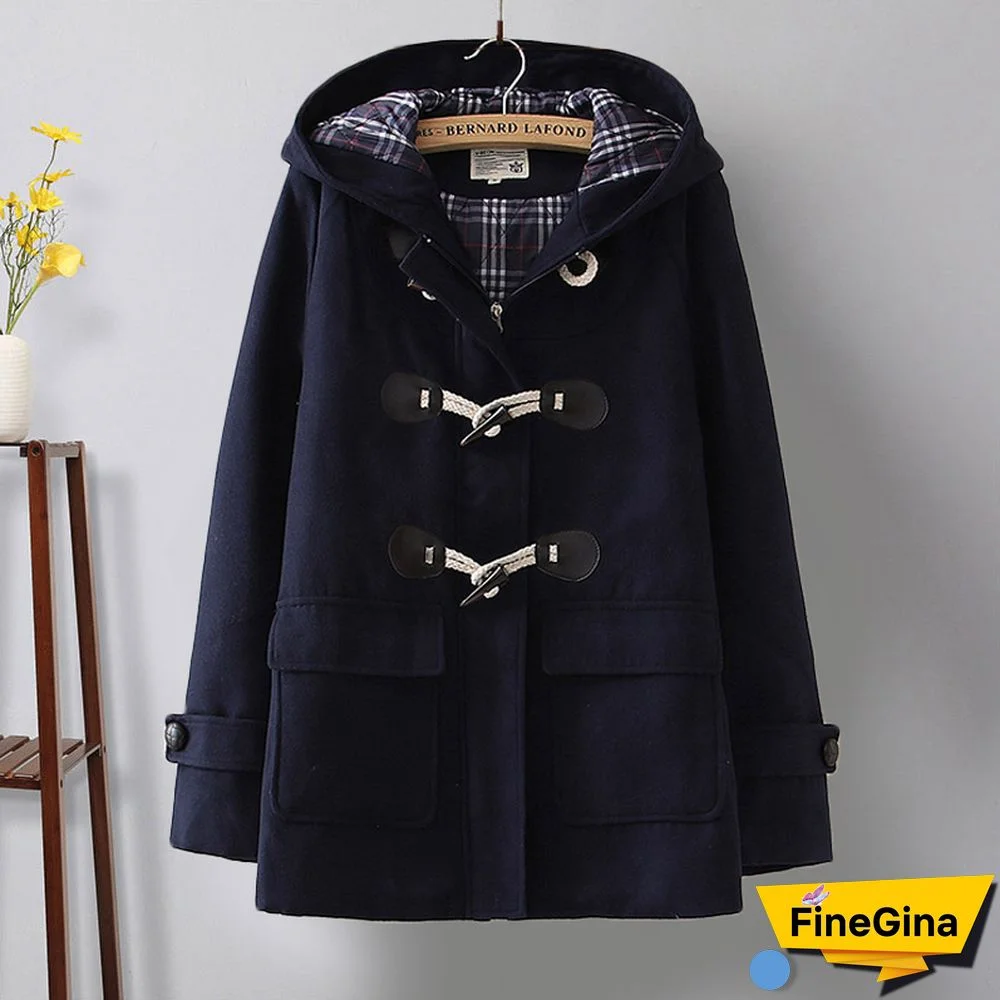 Pure Color Pocket Zipper Hooded Coat