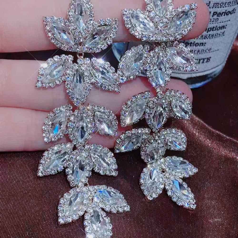 Rhinestone Leaf Shape Zircon Drop Earrings Dinner Luxury Jewelry for Women | Oxredo Shop Ramadan Sale