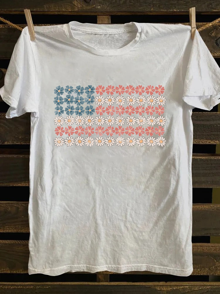 Patriotic Floral Flag T-shirt