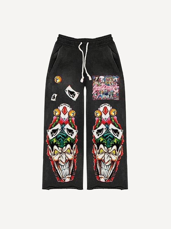 Joker&Graphic&Letter Print Elastic Waist Pants