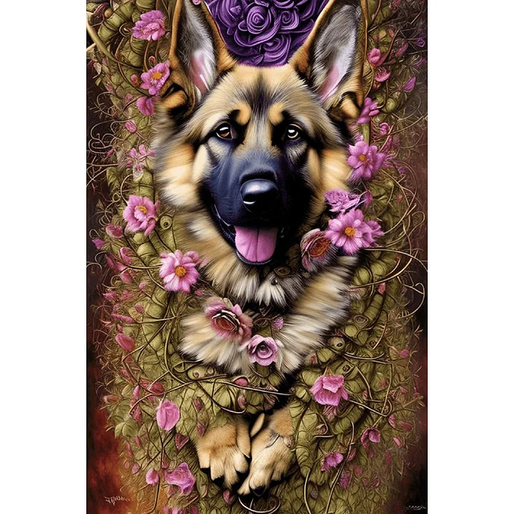 Happy Dog 40*60cm(picture) full round drill diamond painting with 4 to 12  colors of AB drills
