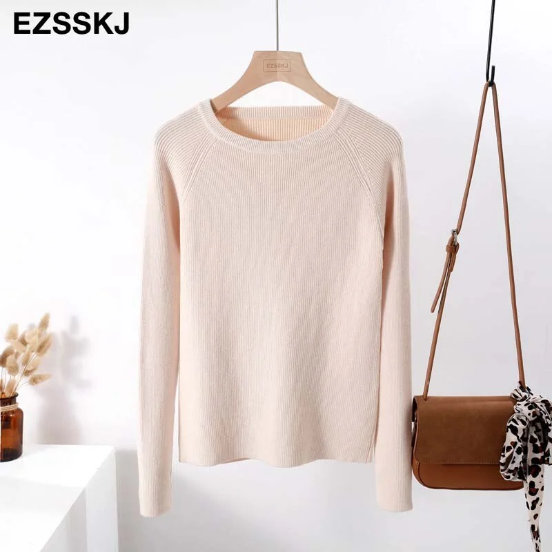 casual basic autumn winter thick Sweater Women long sleeve o-neck Soft Knit sweater Pullovers solid female  Jumper top