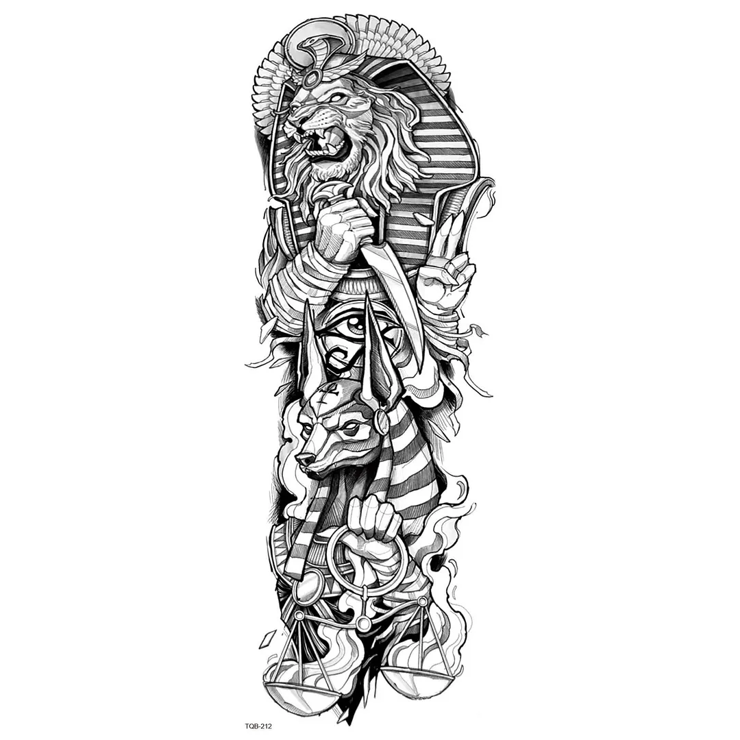 Large Arm Sleeve Tattoo Lion Tiger Owl Snake Clock Waterproof Temporary Tatto Sticker Skull Body Art Full Fake Tatoo Women Men