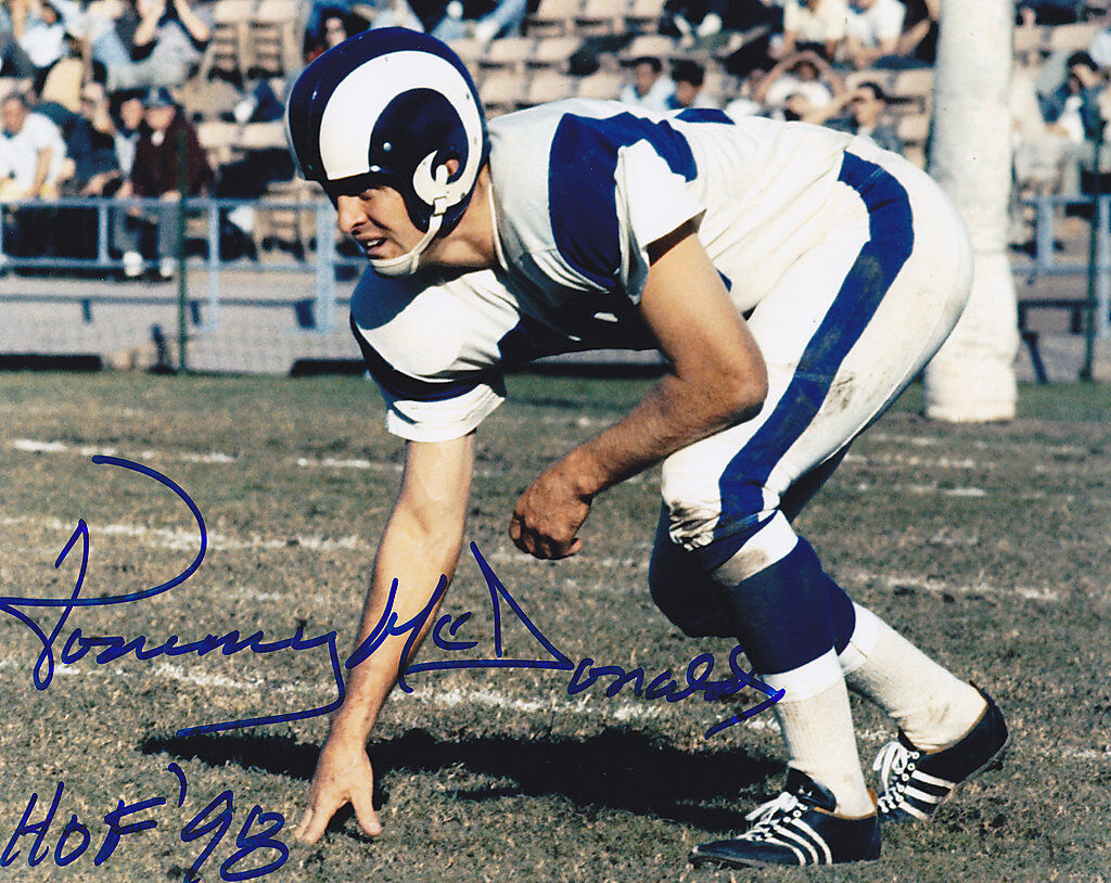 TOMMY MCDONALD LOS ANGELES RAMS HOF 98 SIGNED 8x10