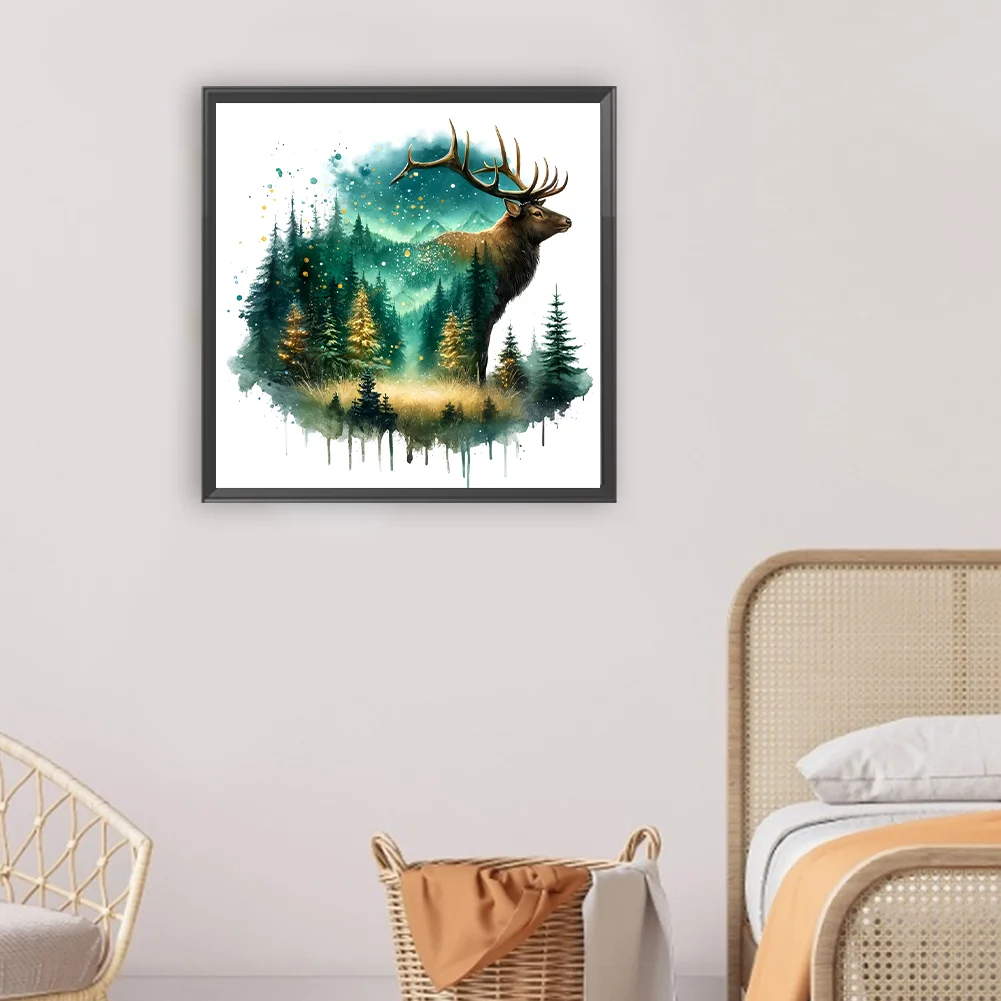 Diamond Painting - Full Round Drill - Forest Deer(Canvas|30*30cm)