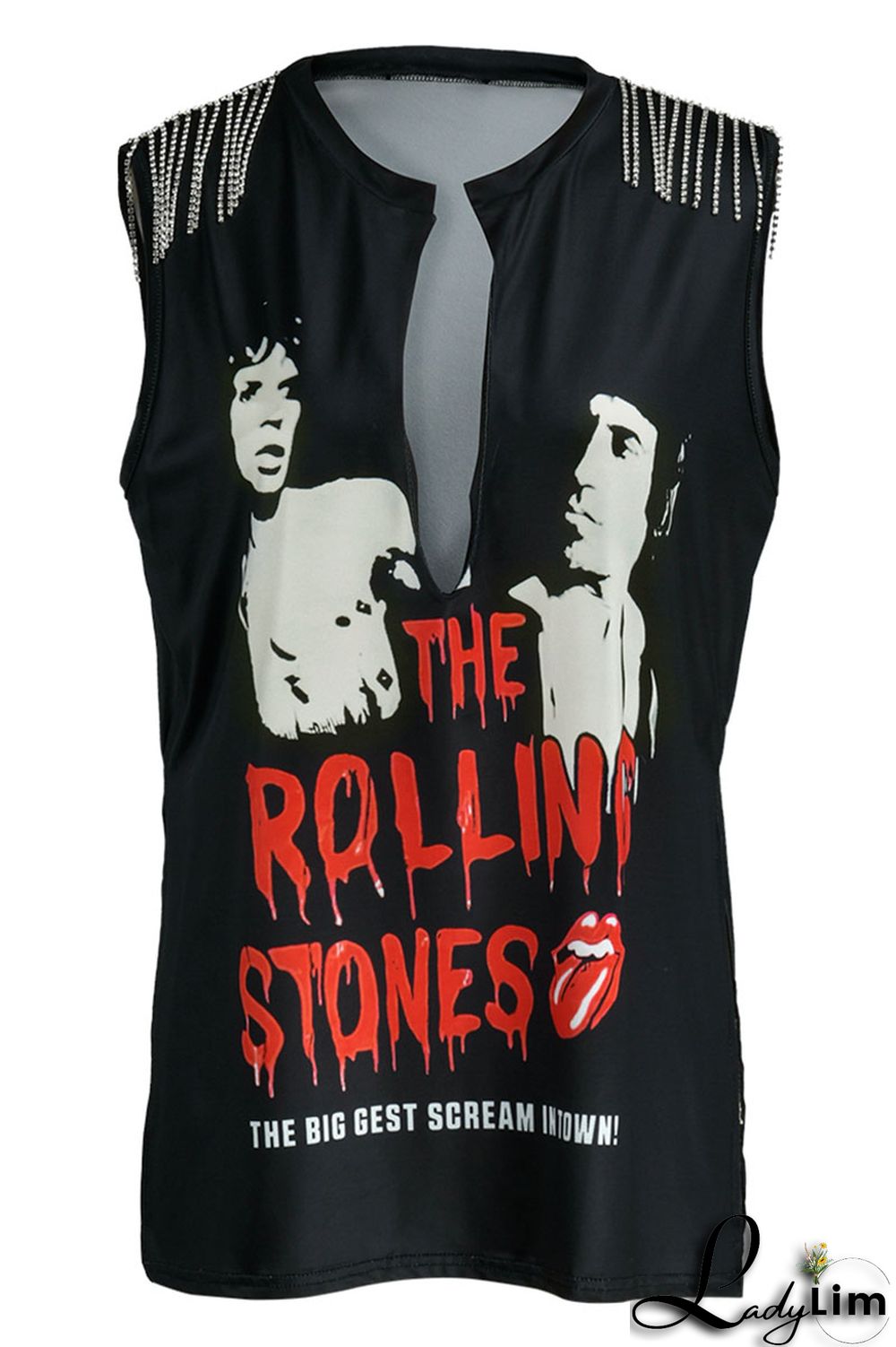 Brown Fashion Casual Print Tassel Patchwork V Neck T-Shirts