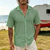 Men's Casual Vacation Striped Short-Sleeve Shirt With Turn-Down Collar by Inlyline
