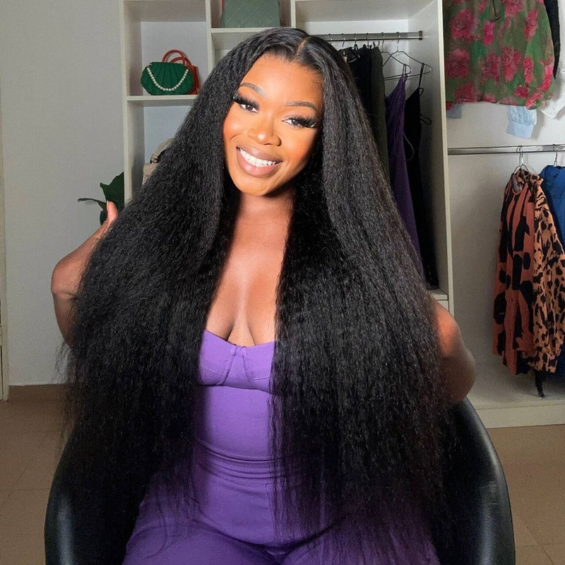 13x4 Kinky Straight Glueless Lace Wig Mesh Dome Cap| HD Lace & Transparent Lace | 200% & 250% Density | Boruihair 100% Human Hair