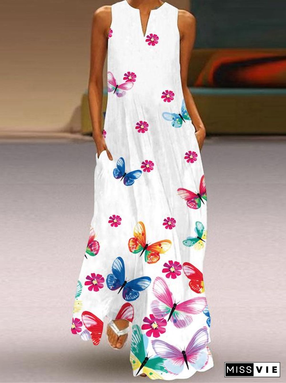 Sleeveless Butterfly Women Dress