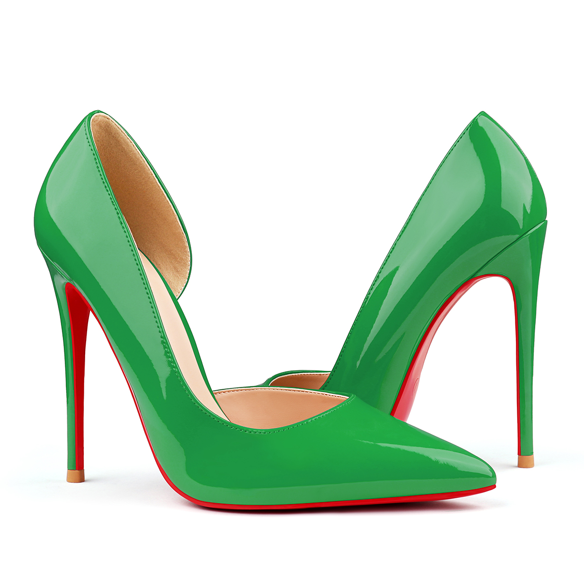 120mm Women's Classic Pumps Patent Closed Pointed Toe Bridal Wedding Party Red Bottom-MERUMOTE