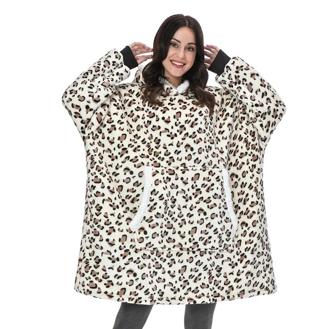 Oversized Hoodie Blanket with Sleeves Men Women Sweatshirt Winter Fleece Streetwear Sherpa Giant Hoodies sudaderas con capucha