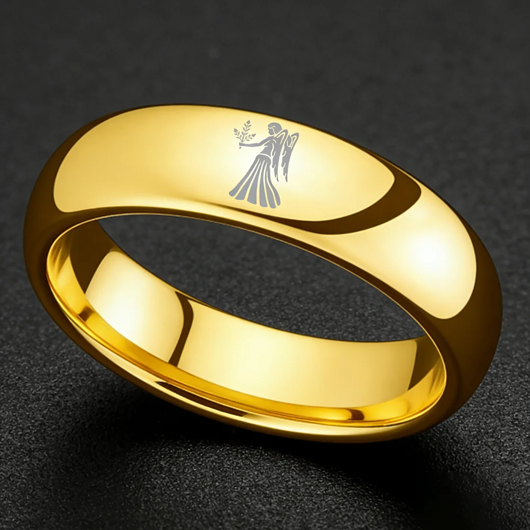 Virgo Dome Tungsten Carbide Rings Gold Tungsten Wedding Bands for Men and Women 4MM 6MM 8MM Width