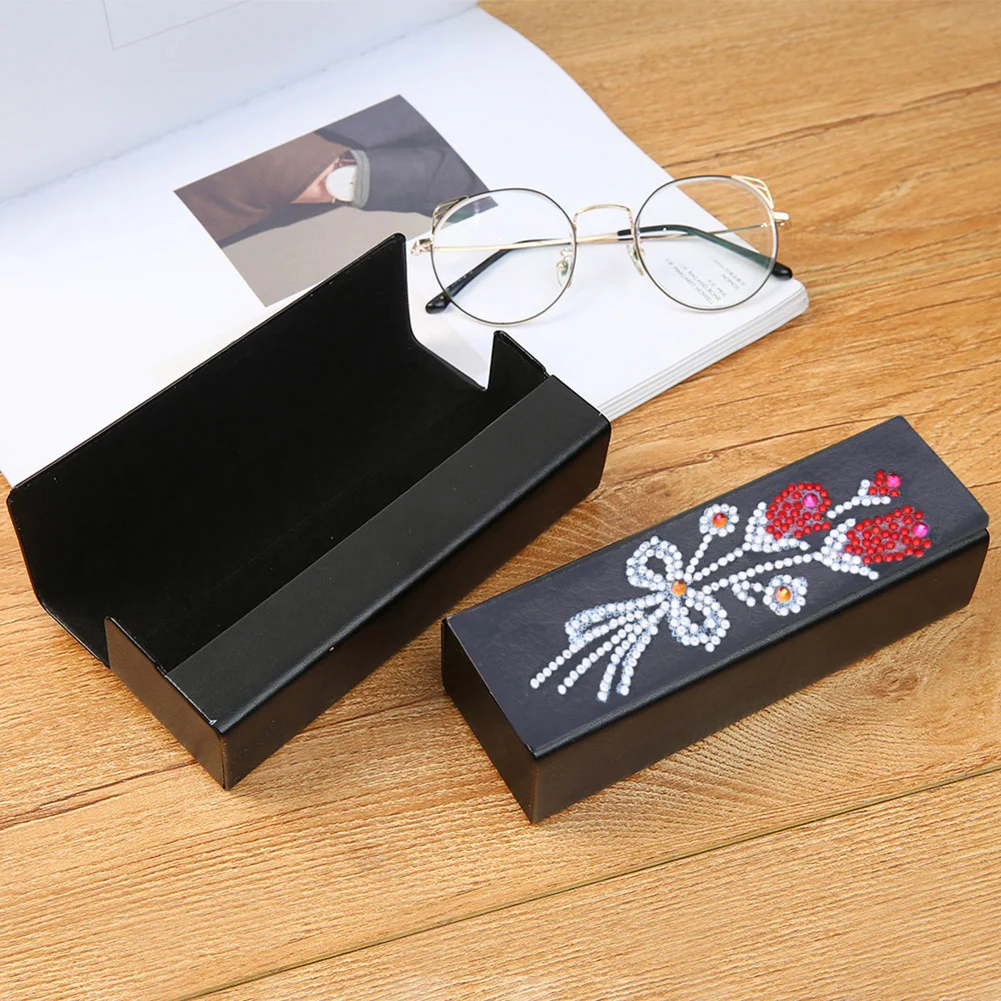 DIY Diamond Painting Leather Eye Glasses Box Travel Sunglasses Storage Case