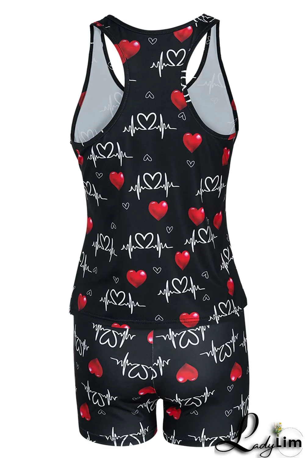 Black Pink Fashion Casual Print Basic U Neck Sleeveless Two Pieces