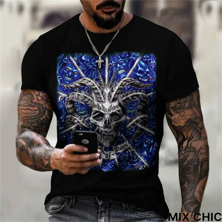 Sports T-Shirt Scary Devil 3D Printing Breathing Comfortable Short Sleeve