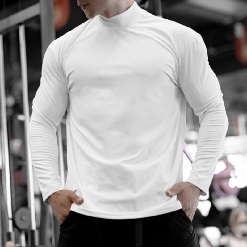 Men's Elastic Quick-drying Breathable Half Turtleneck Sports T-shirt