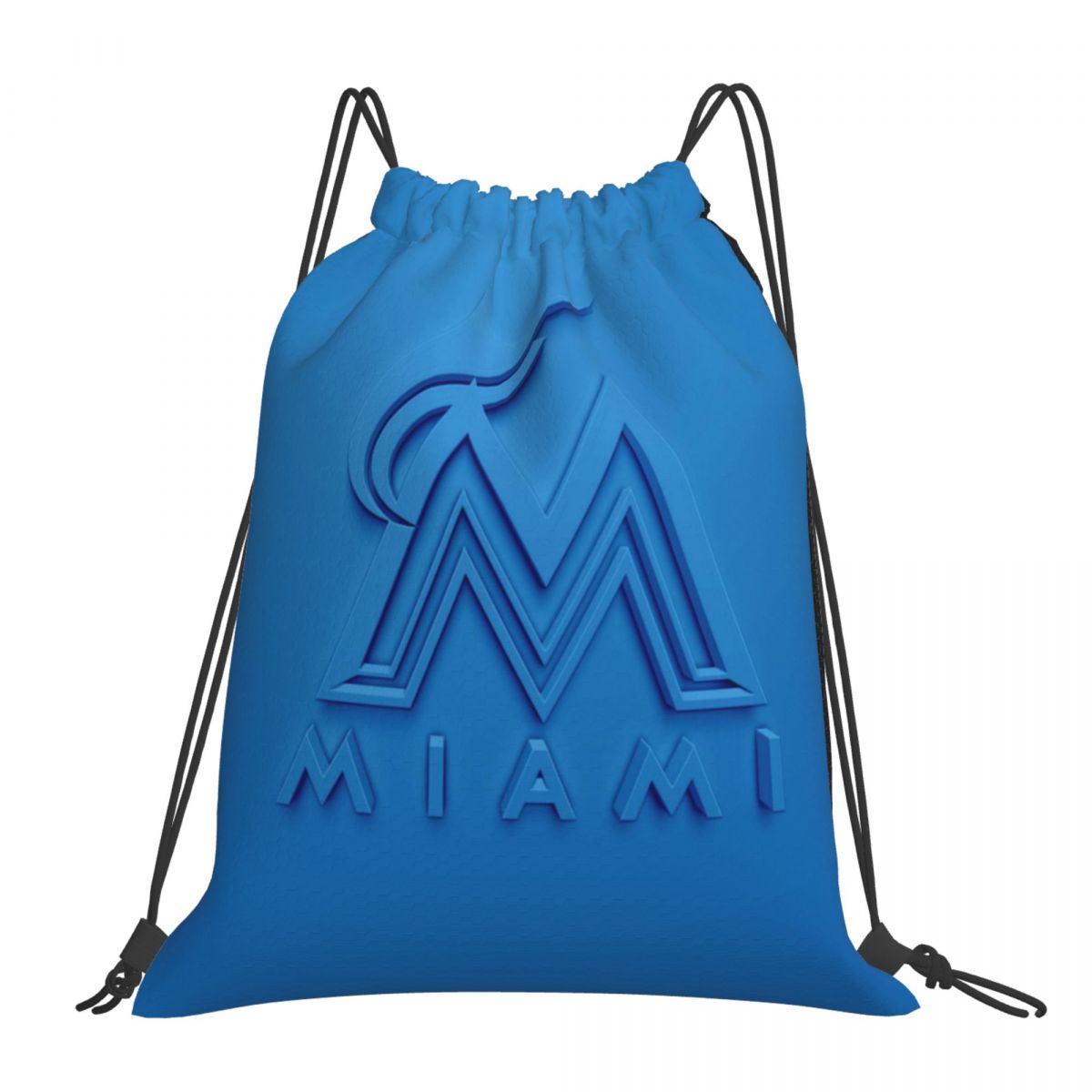 Miami Marlins Embossed Logo Unisex Drawstring Backpack Bag Travel Sackpack