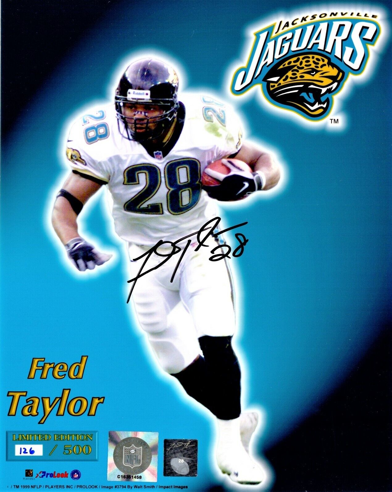 Fred Taylor Signed Autographed Jaguars Limited JAGS 8x10 inch Photo Poster painting + Proof Pic