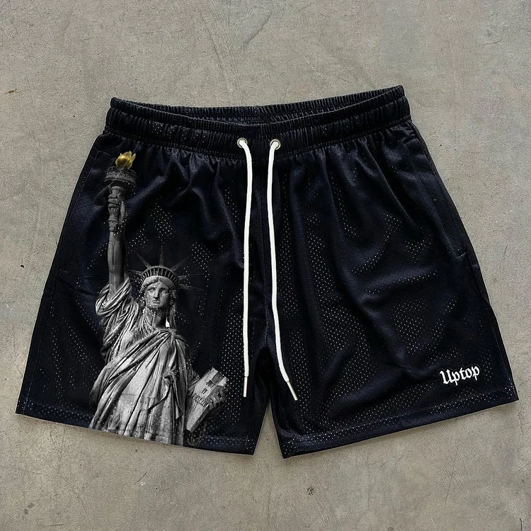 Statue of Liberty Print Stretch Shorts