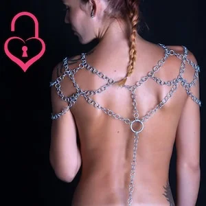pornhint Pornhint Stainless steel harness with chain mail details ISOTTA Chastity Belt